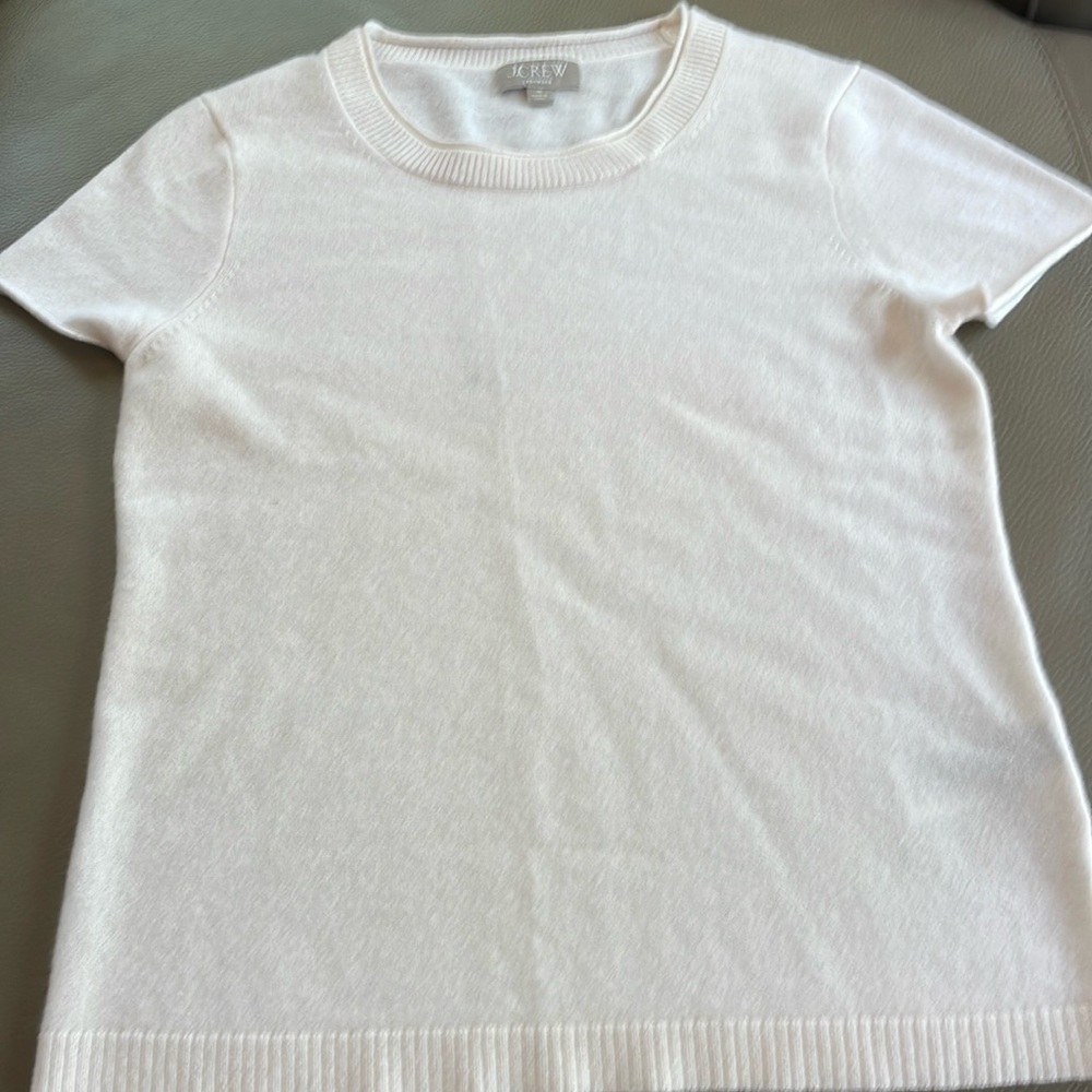 J crew cashmere short sleeve sweater ivory medium worn once